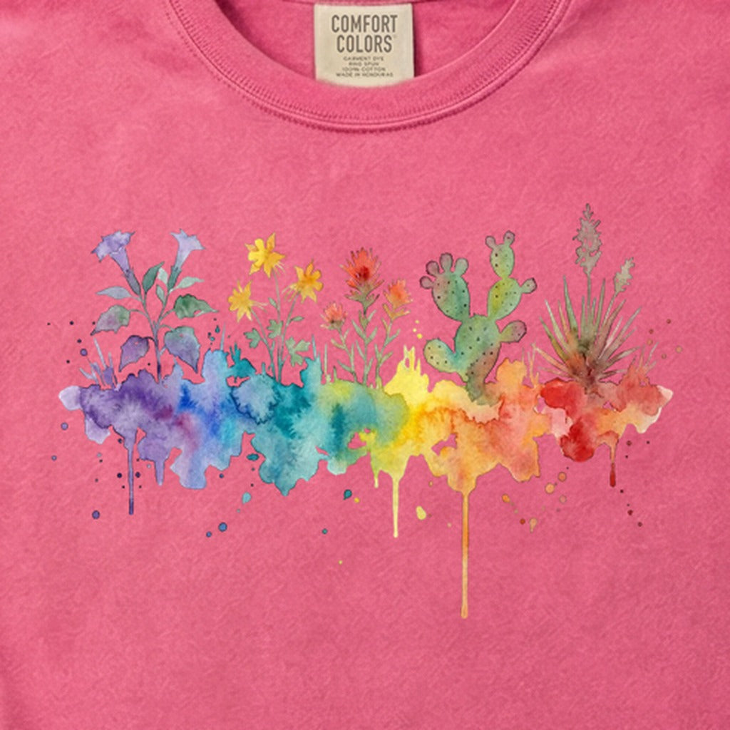 Watercolor Zion Wildflowers Cotton T-Shirt