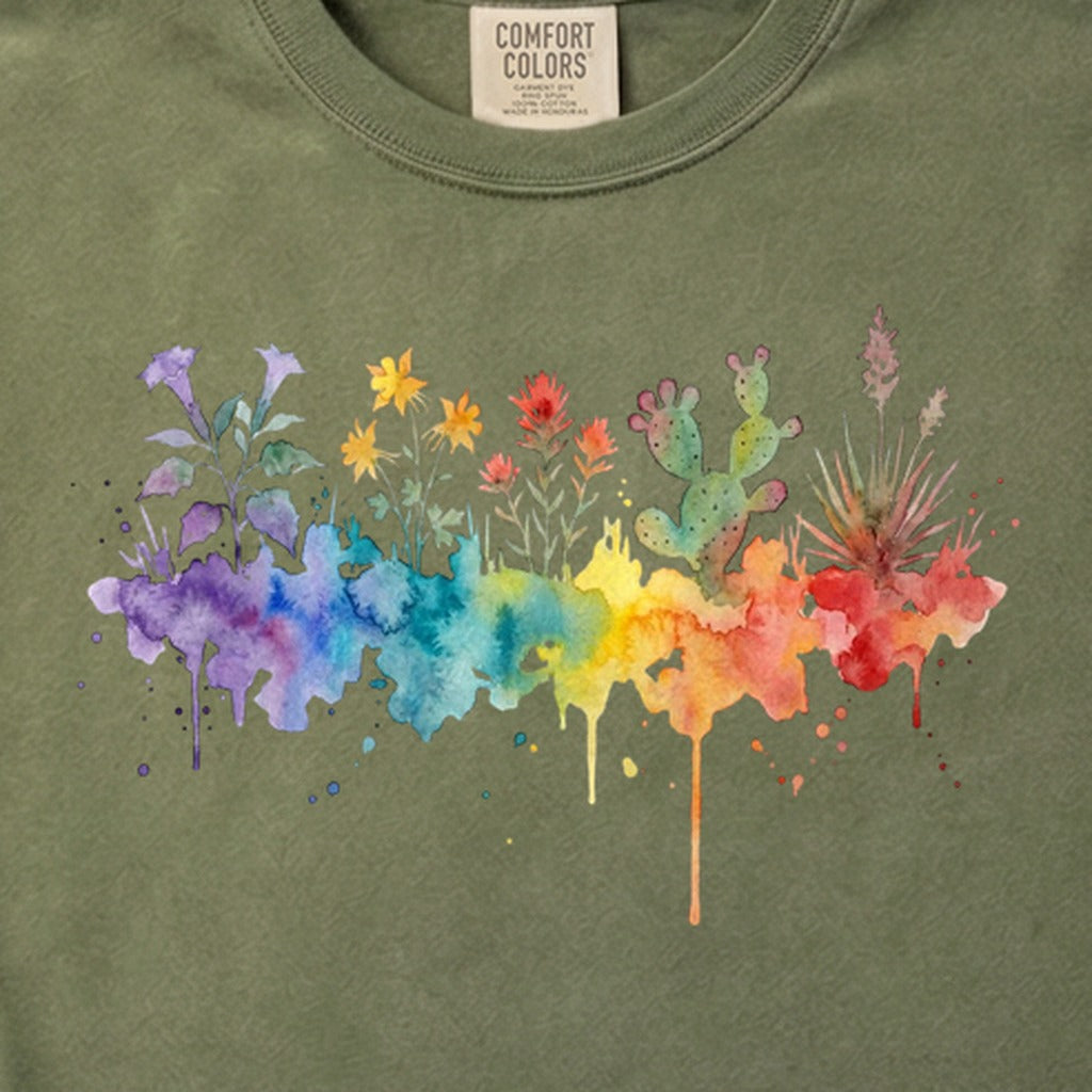 Watercolor Zion Wildflowers Cotton T-Shirt