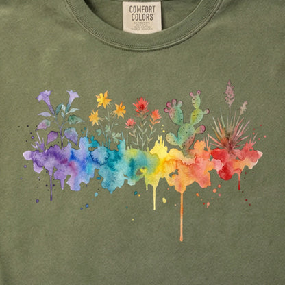 Watercolor Zion Wildflowers Cotton T-Shirt