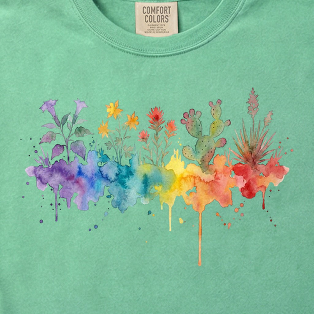 Watercolor Zion Wildflowers Cotton T-Shirt