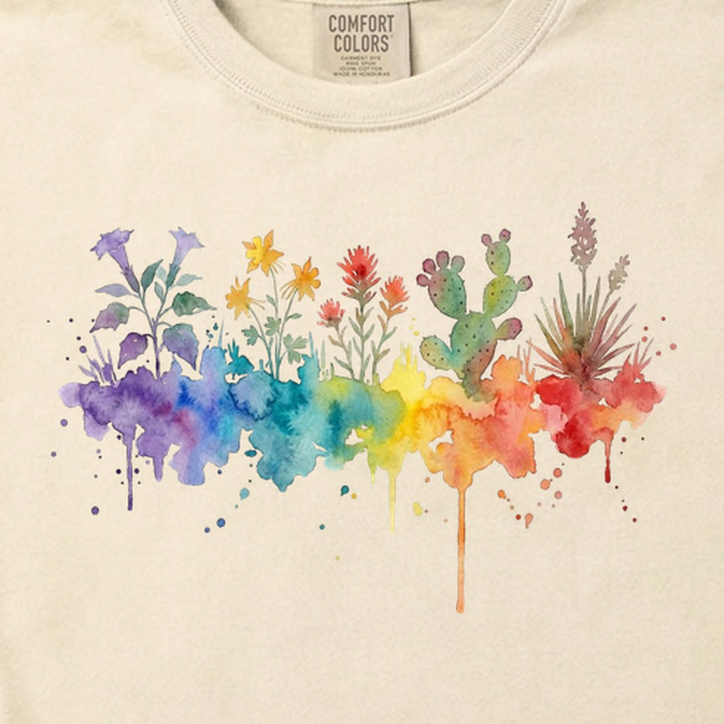 Watercolor Zion Wildflowers Cotton T-Shirt