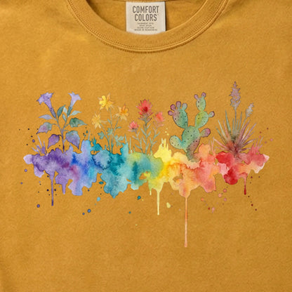 Watercolor Zion Wildflowers Cotton T-Shirt