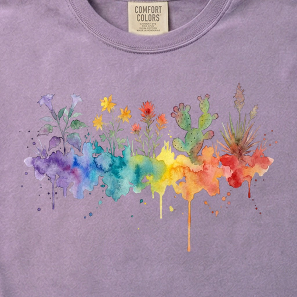 Watercolor Zion Wildflowers Cotton T-Shirt