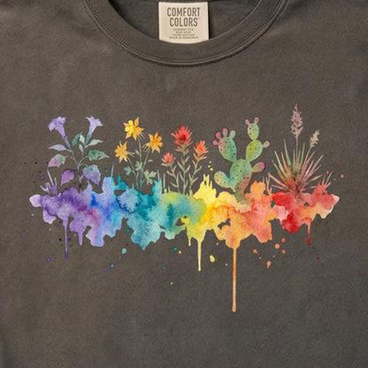 Watercolor Zion Wildflowers Cotton T-Shirt