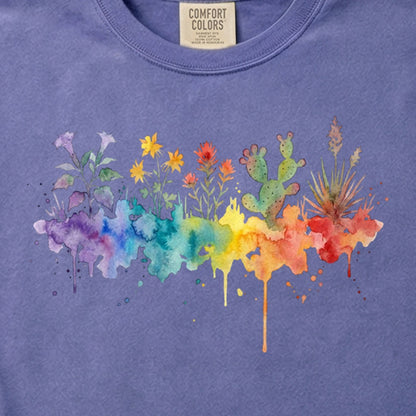Watercolor Zion Wildflowers Cotton T-Shirt