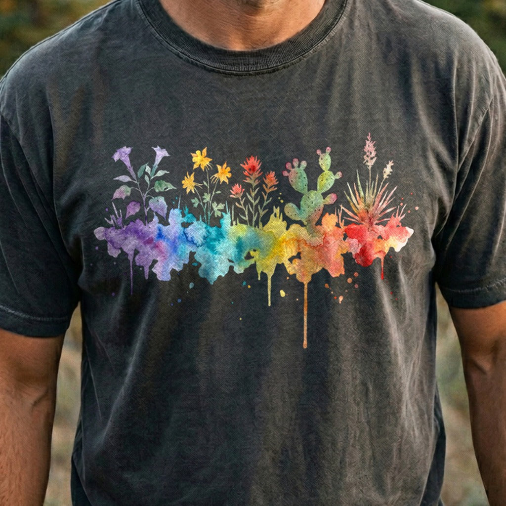 Watercolor Zion Wildflowers Cotton T-Shirt