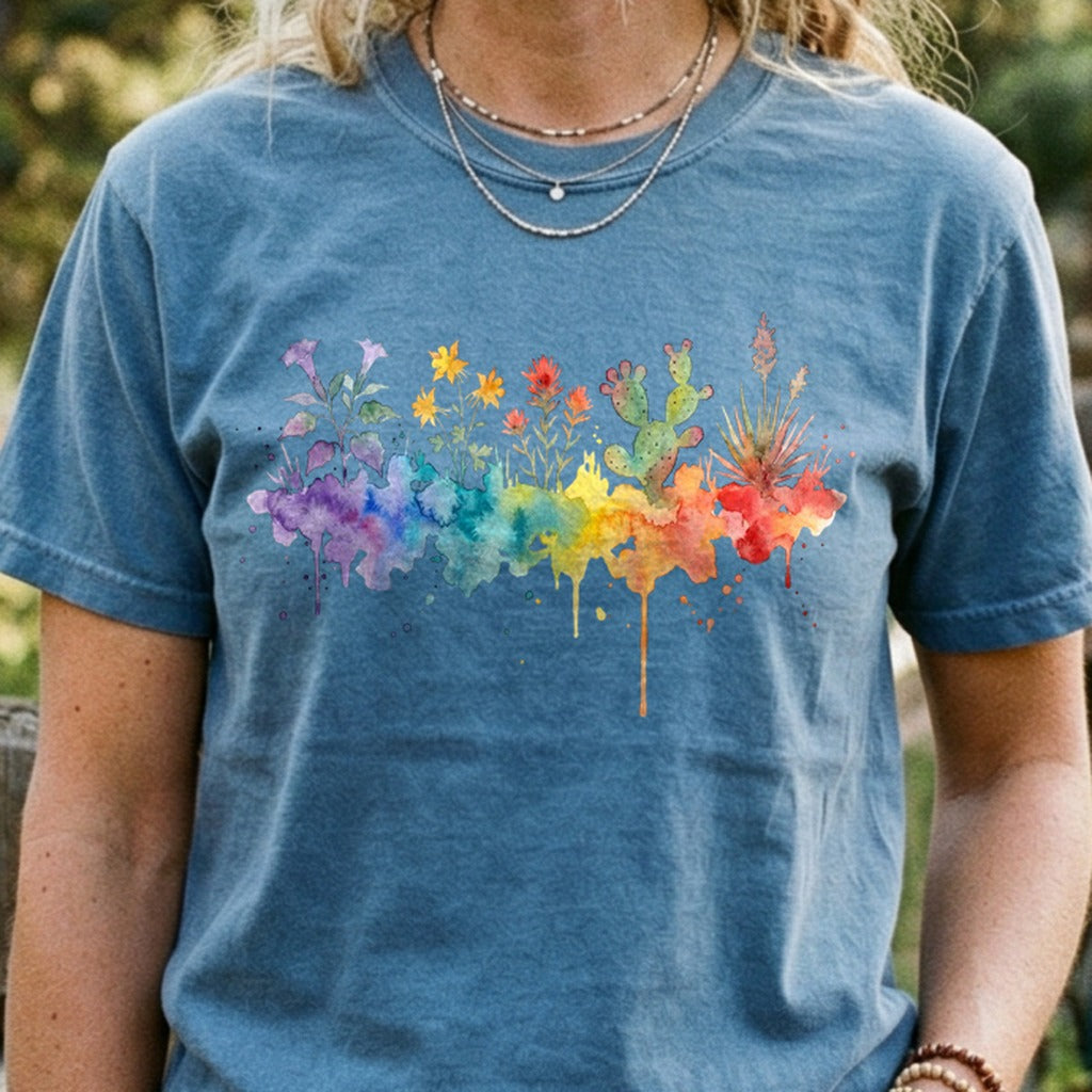 Watercolor Zion Wildflowers Cotton T-Shirt