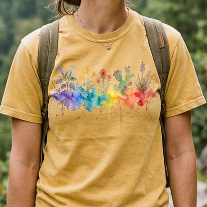 Watercolor Zion Wildflowers Cotton T-Shirt