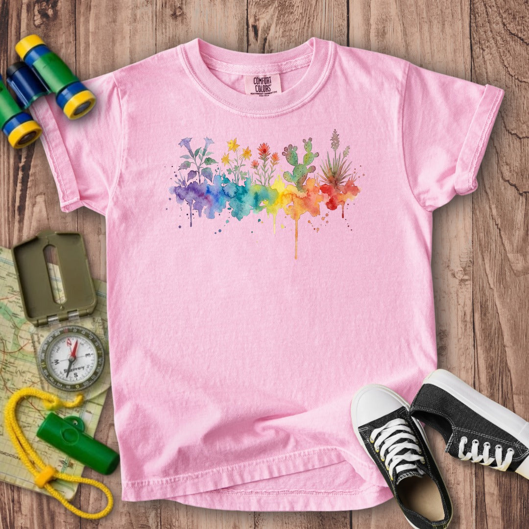 Watercolor Zion Wildflowers Kids Cotton T-Shirt