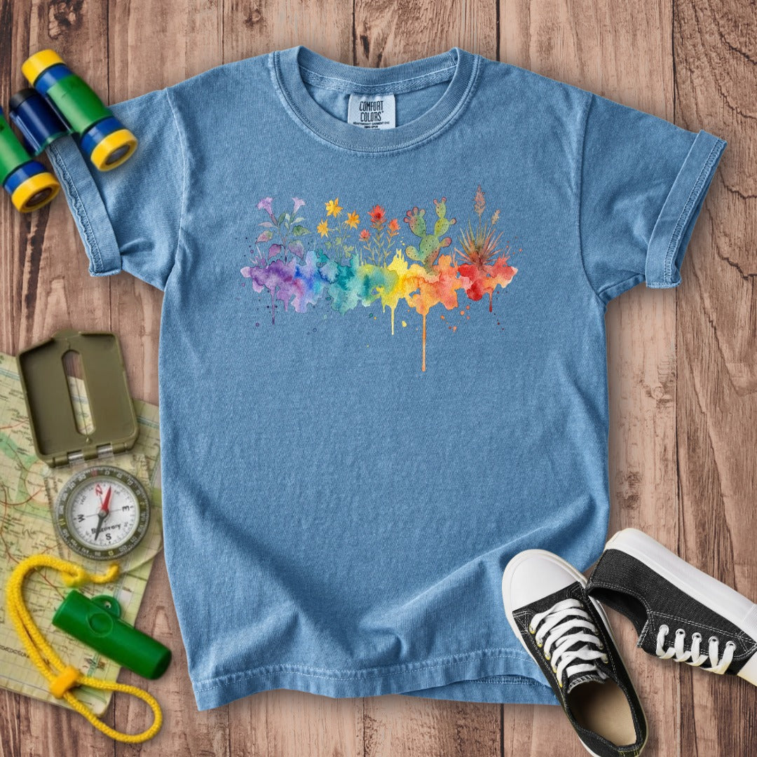 Watercolor Zion Wildflowers Kids Cotton T-Shirt