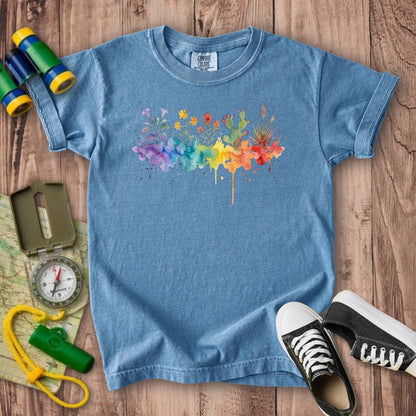 Watercolor Zion Wildflowers Kids Cotton T-Shirt