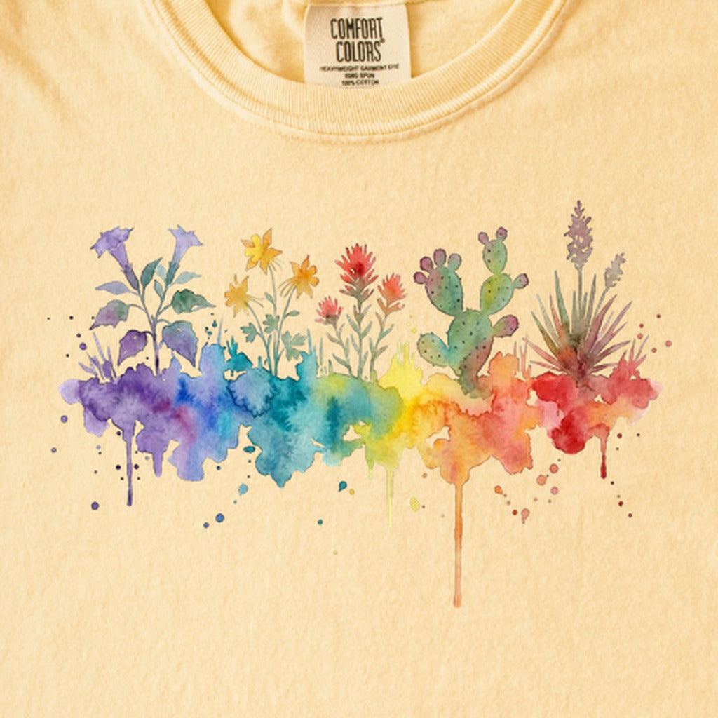 Watercolor Zion Wildflowers Kids Cotton T-Shirt