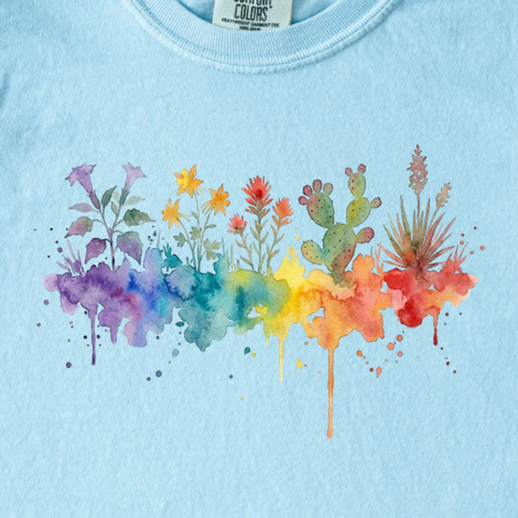Watercolor Zion Wildflowers Kids Cotton T-Shirt