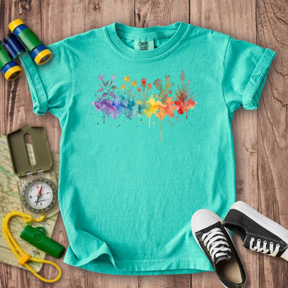 Watercolor Zion Wildflowers Kids Cotton T-Shirt