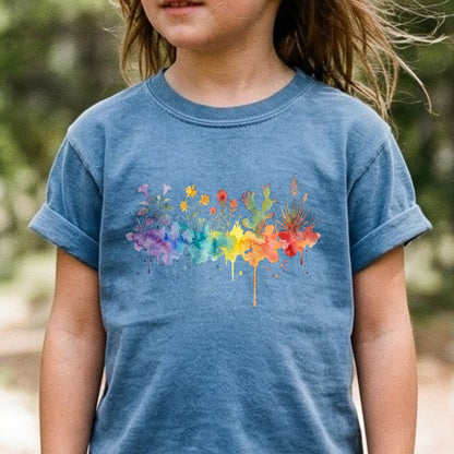 Watercolor Zion Wildflowers Kids Cotton T-Shirt
