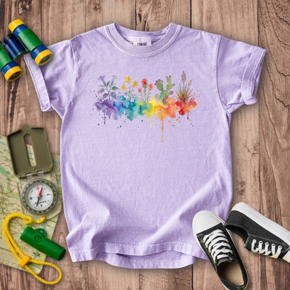 Watercolor Zion Wildflowers Kids Cotton T-Shirt
