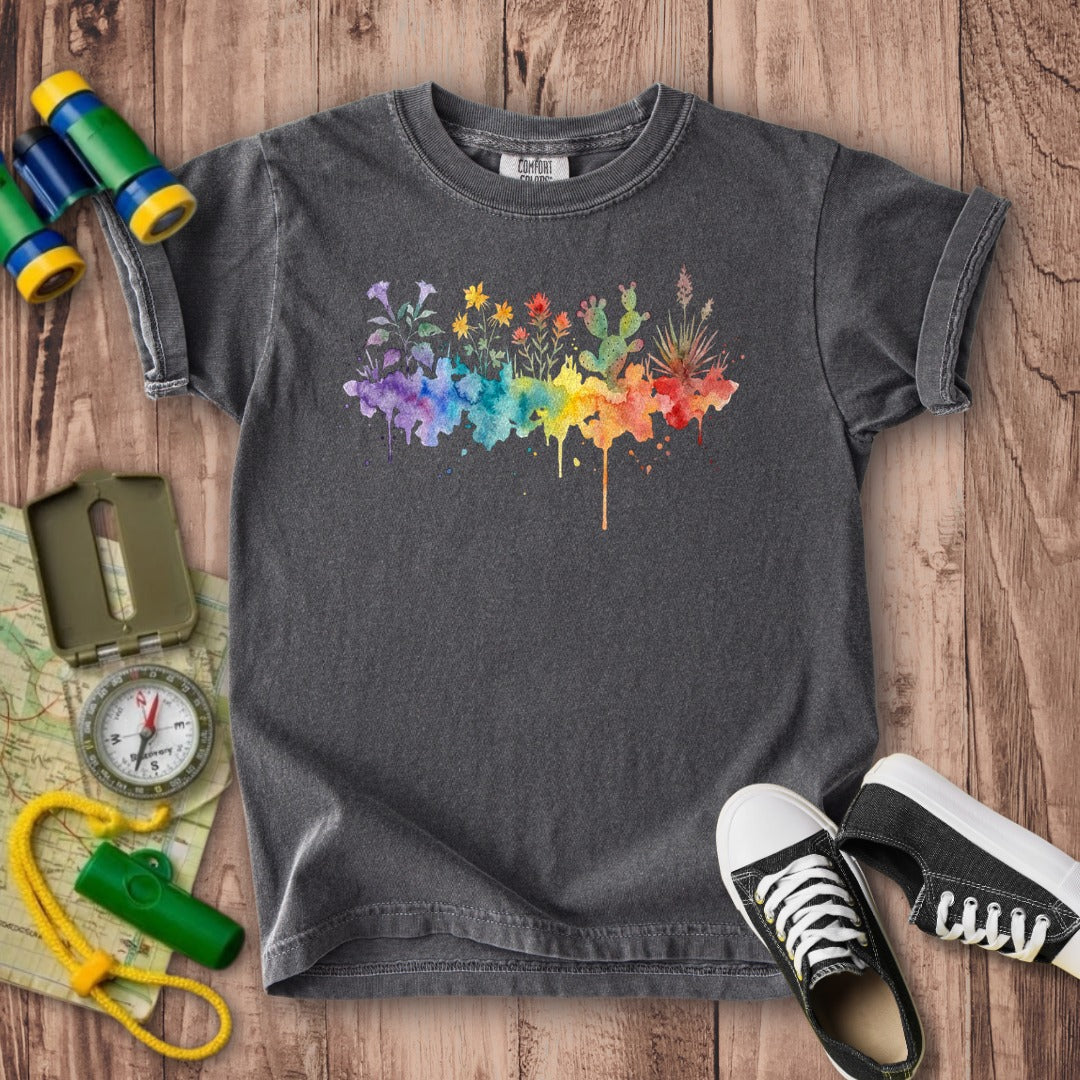 Watercolor Zion Wildflowers Kids Cotton T-Shirt