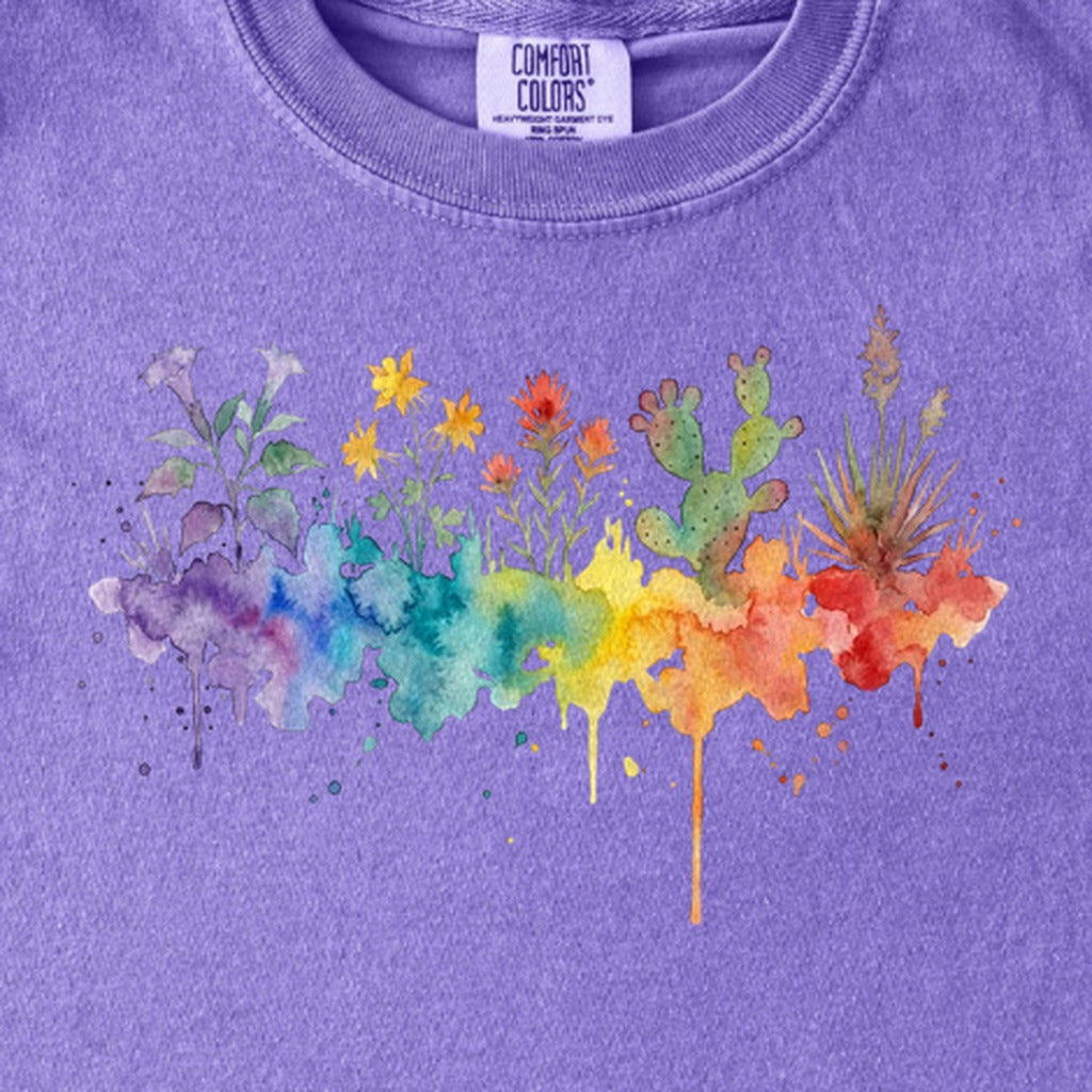 Watercolor Zion Wildflowers Kids Cotton T-Shirt
