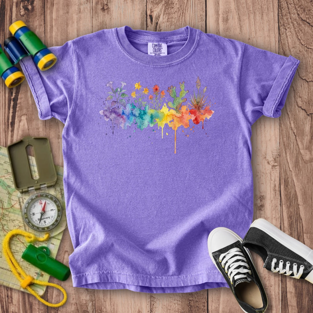 Watercolor Zion Wildflowers Kids Cotton T-Shirt