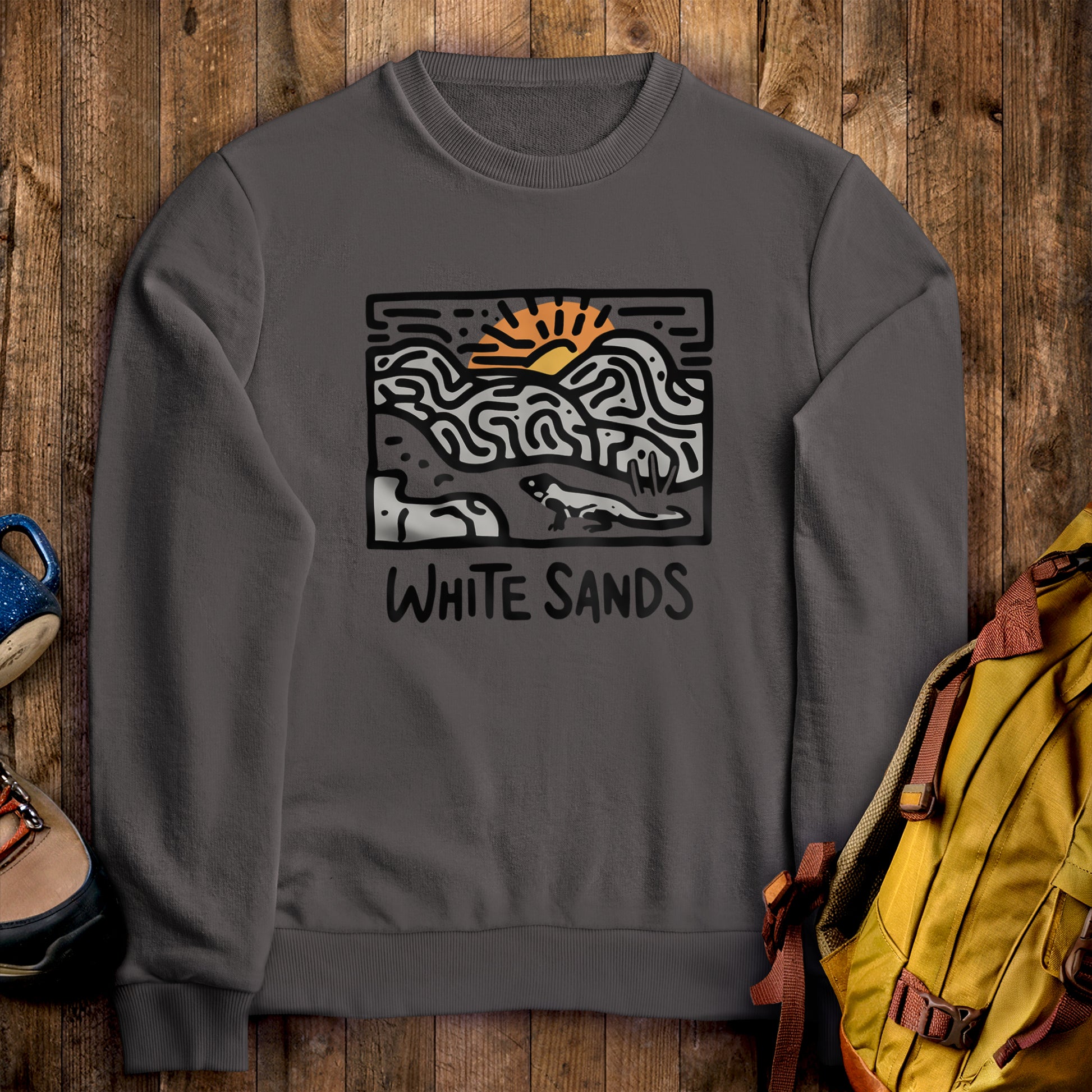 White Sands National Park Crewneck Sweatshirt Charcoal Adventure and Outdoors Themed Sweatshirt