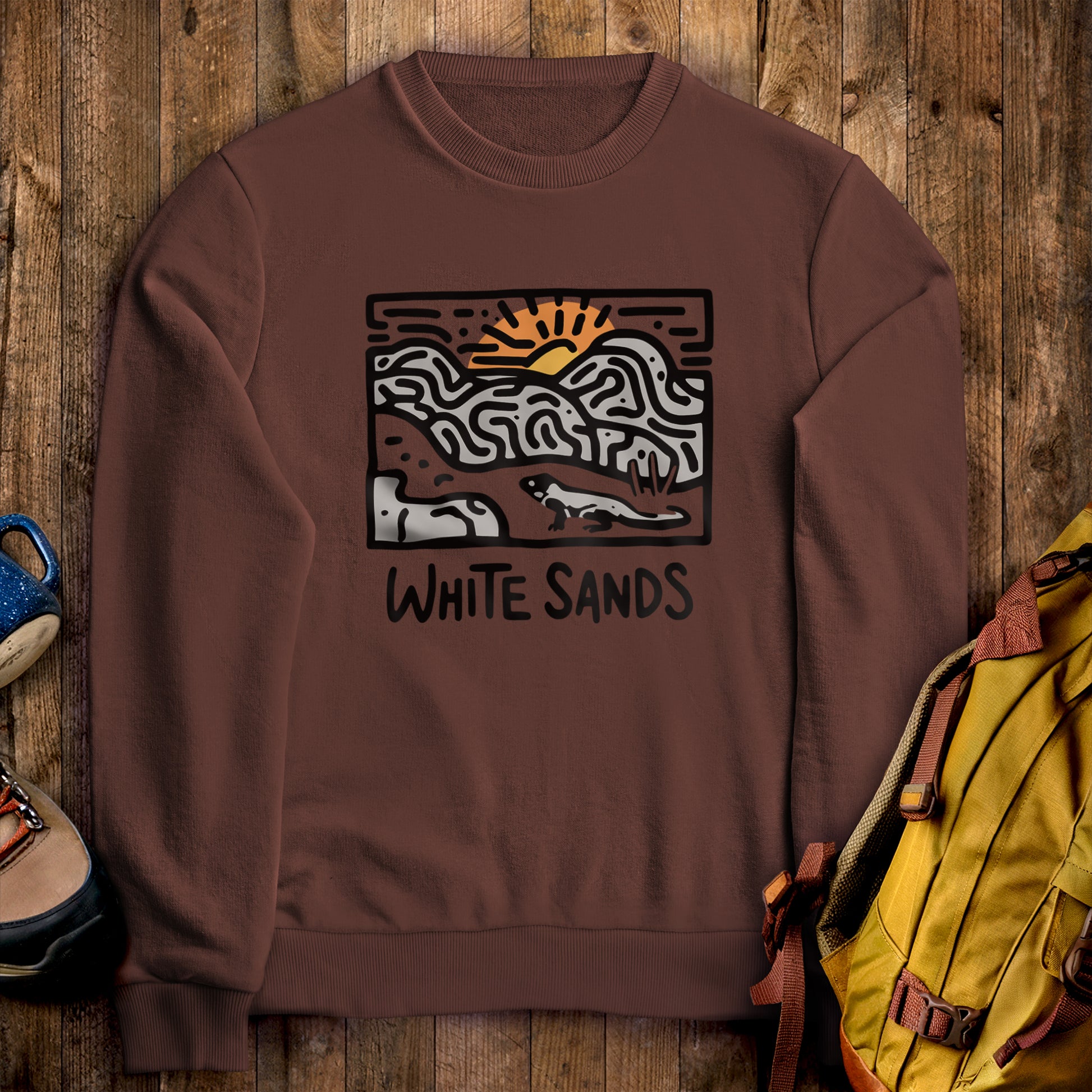White Sands National Park Crewneck Sweatshirt Cocoa Adventure and Outdoors Themed Sweatshirt