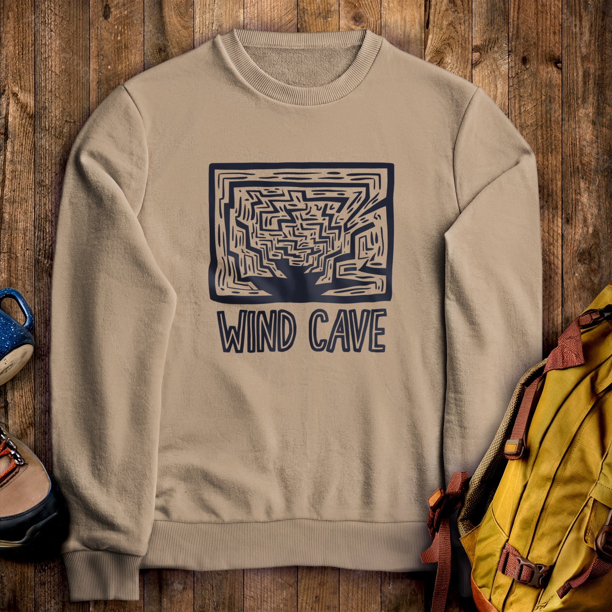 Wind Cave National Park Crewneck Sweatshirt Sand Adventure and Outdoors Themed Sweatshirt