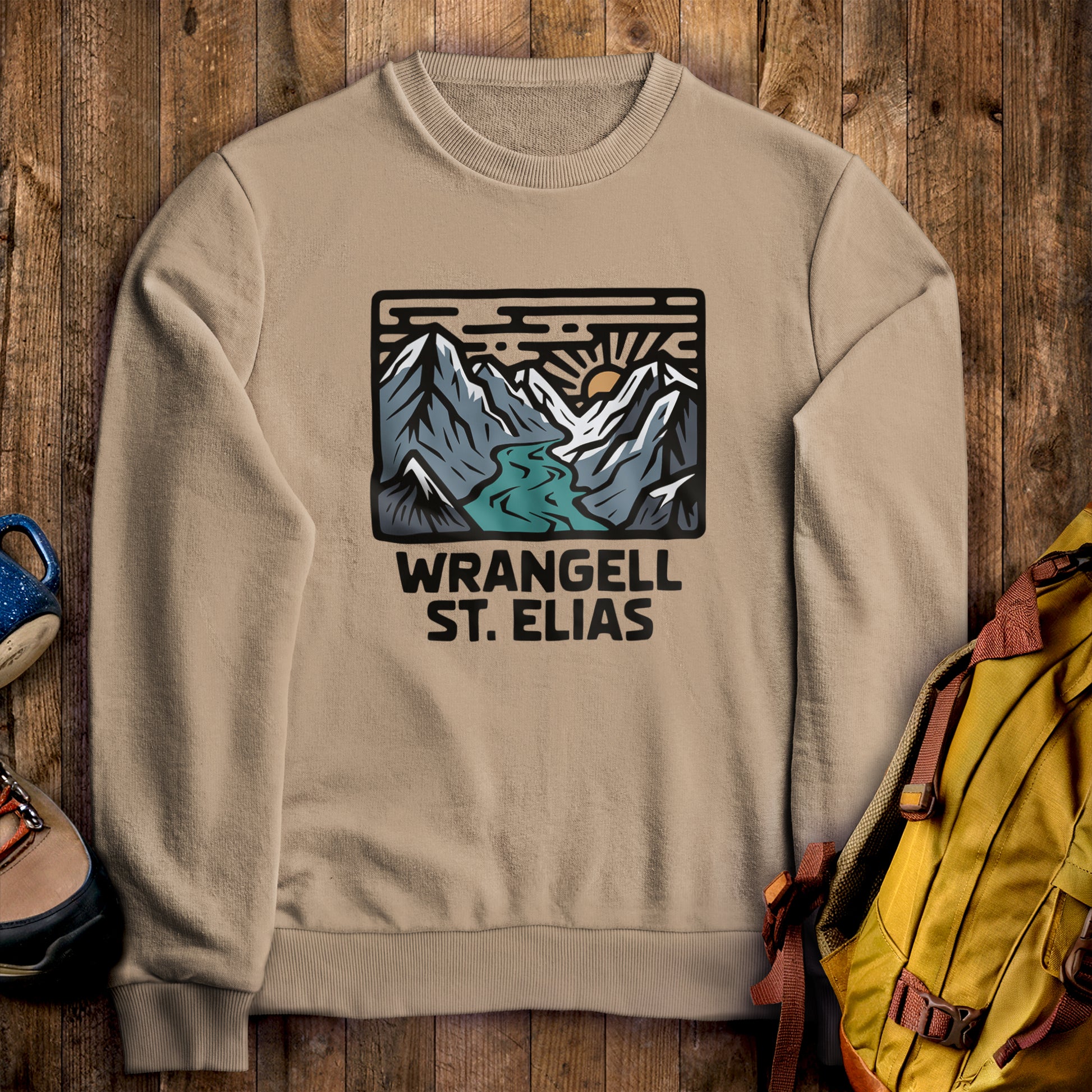 Wrangell-St. Elias National Park Crewneck Sweatshirt Sand Adventure and Outdoors Themed Sweatshirt