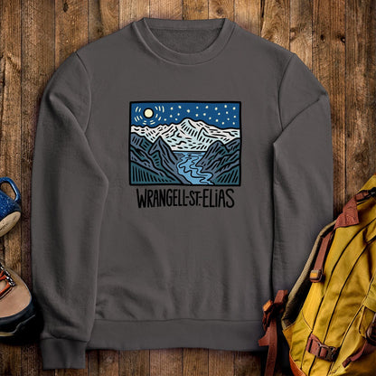Wrangell St. Elias at Night Crewneck Sweatshirt