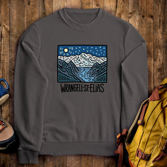 Wrangell St. Elias at Night Crewneck Sweatshirt
