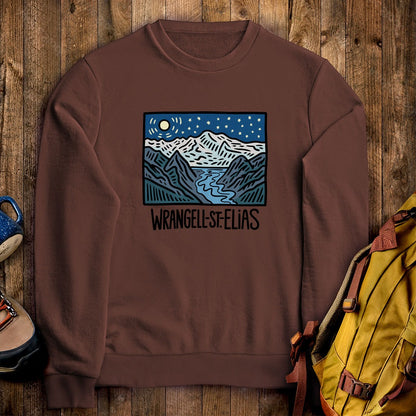 Wrangell St. Elias at Night Crewneck Sweatshirt