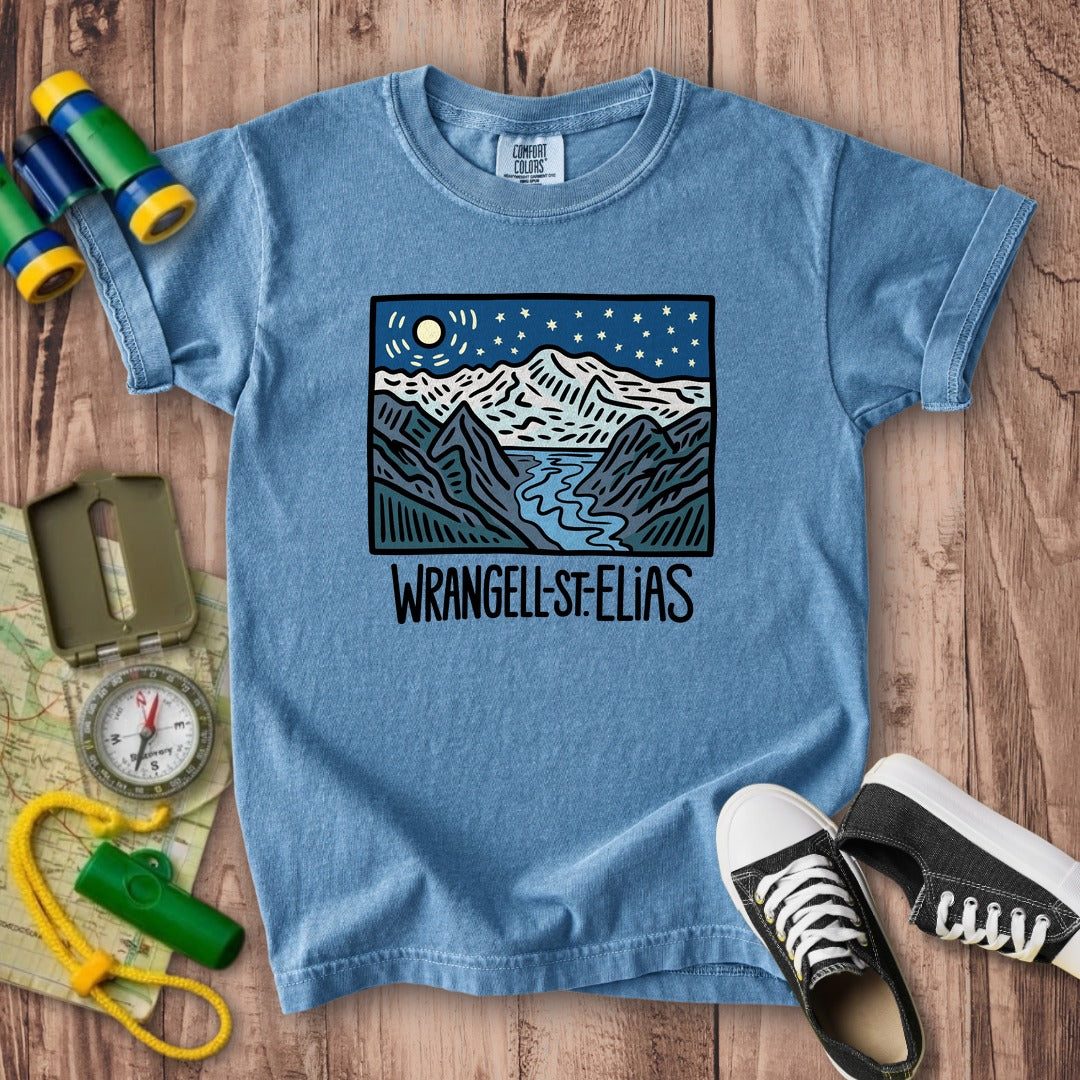 Wrangell St. Elias at Night Kids Cotton T-Shirt