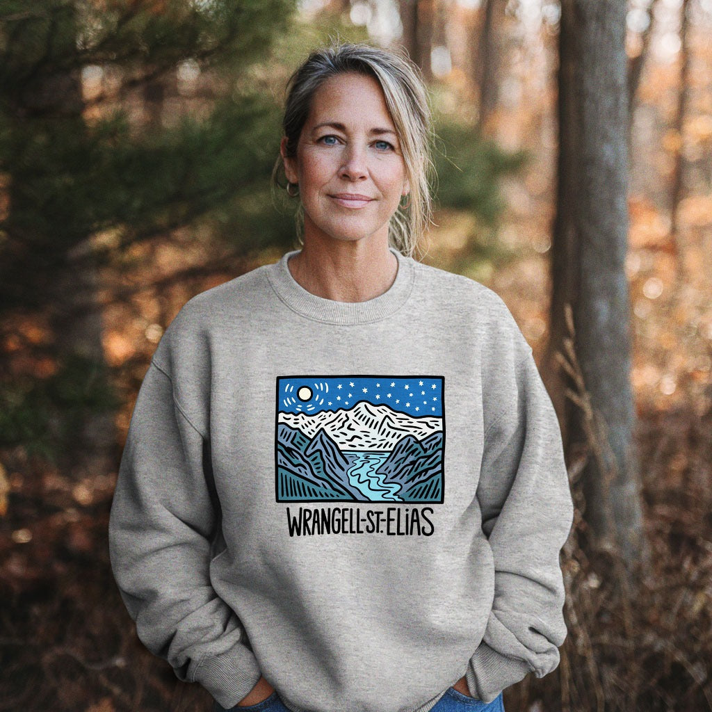 Wrangell St. Elias at Night Crewneck Sweatshirt