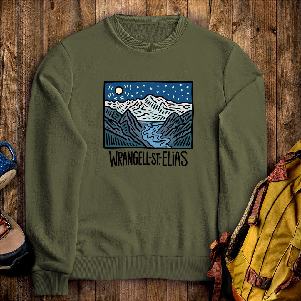 Wrangell St. Elias at Night Crewneck Sweatshirt