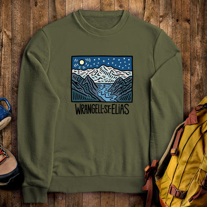 Wrangell St. Elias at Night Crewneck Sweatshirt