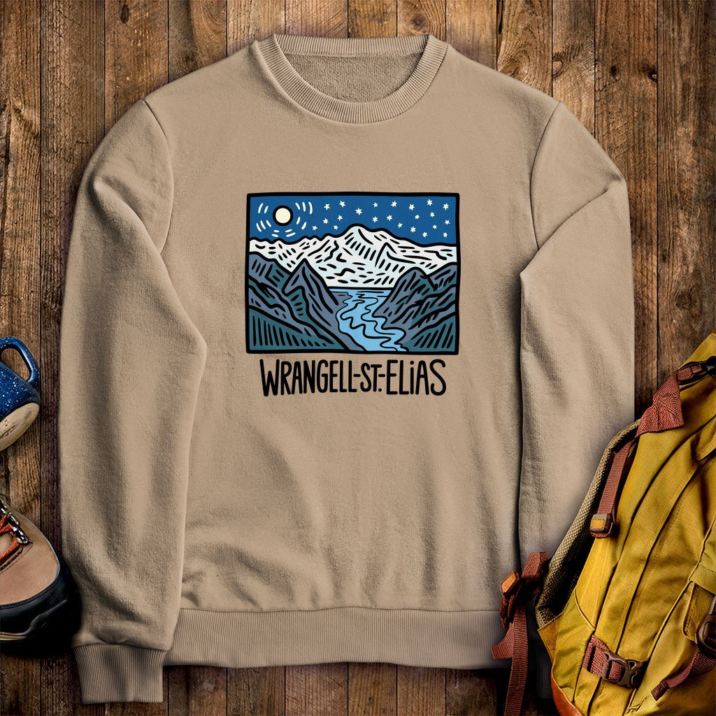 Wrangell St. Elias at Night Crewneck Sweatshirt