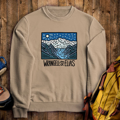 Wrangell St. Elias at Night Crewneck Sweatshirt