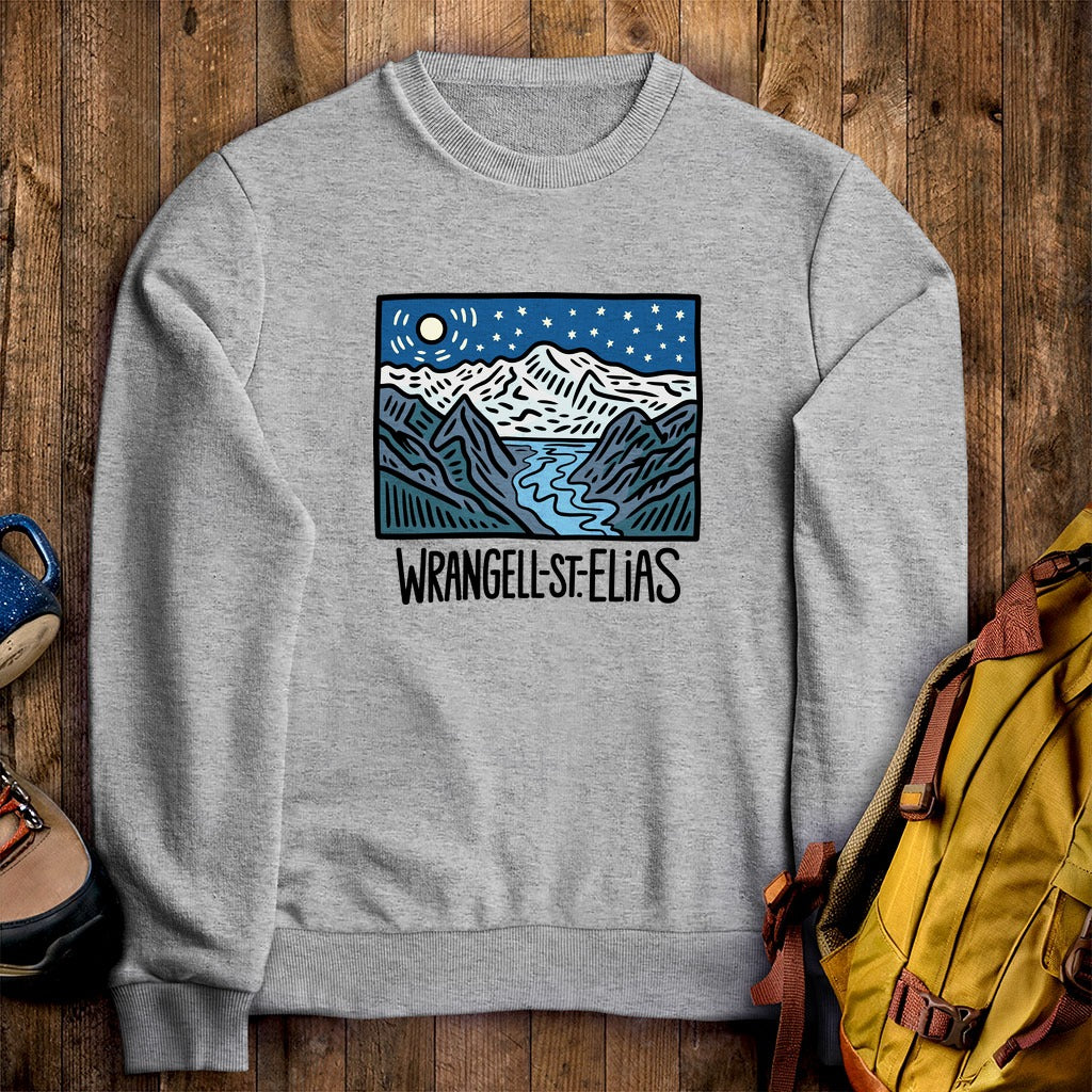 Wrangell St. Elias at Night Crewneck Sweatshirt