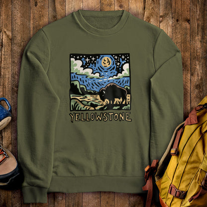 Yellowstone National Park at Night Crewneck Sweatshirt