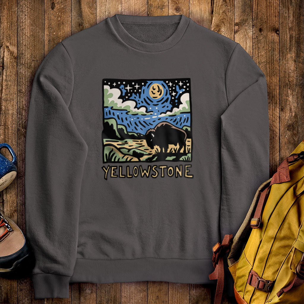 Yellowstone National Park at Night Crewneck Sweatshirt