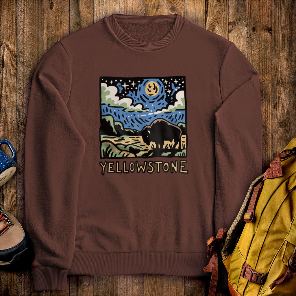 Yellowstone National Park at Night Crewneck Sweatshirt