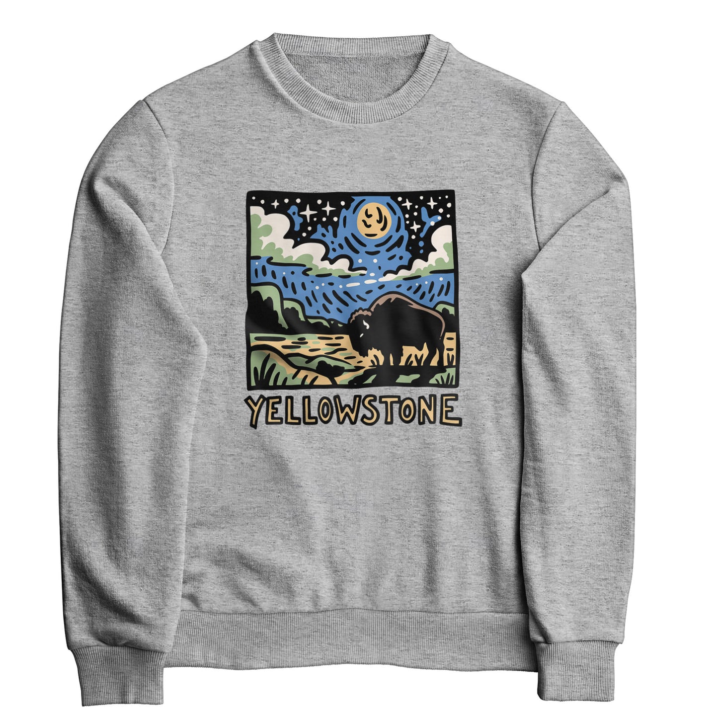 Yellowstone National Park at Night Crewneck Sweatshirt