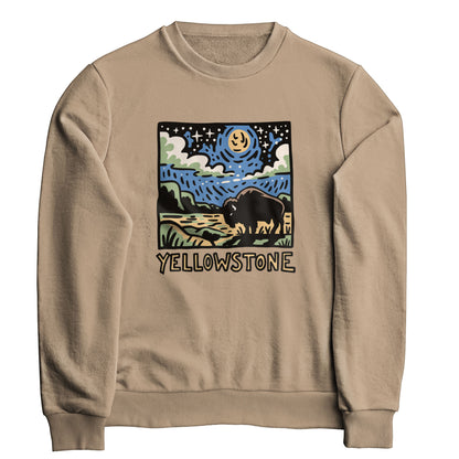 Yellowstone National Park at Night Crewneck Sweatshirt