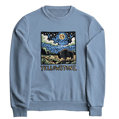 Yellowstone National Park at Night Crewneck Sweatshirt