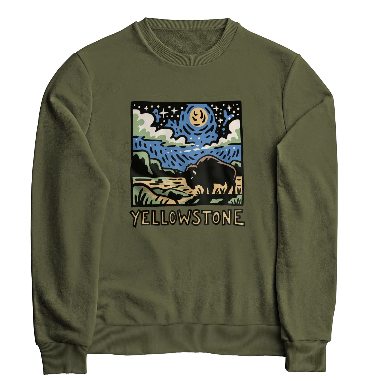 Yellowstone National Park at Night Crewneck Sweatshirt