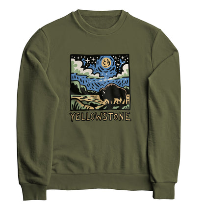 Yellowstone National Park at Night Crewneck Sweatshirt
