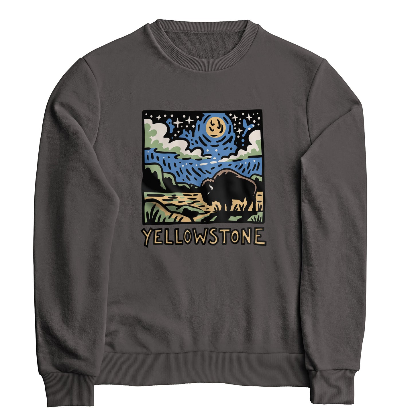 Yellowstone National Park at Night Crewneck Sweatshirt