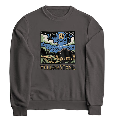 Yellowstone National Park at Night Crewneck Sweatshirt