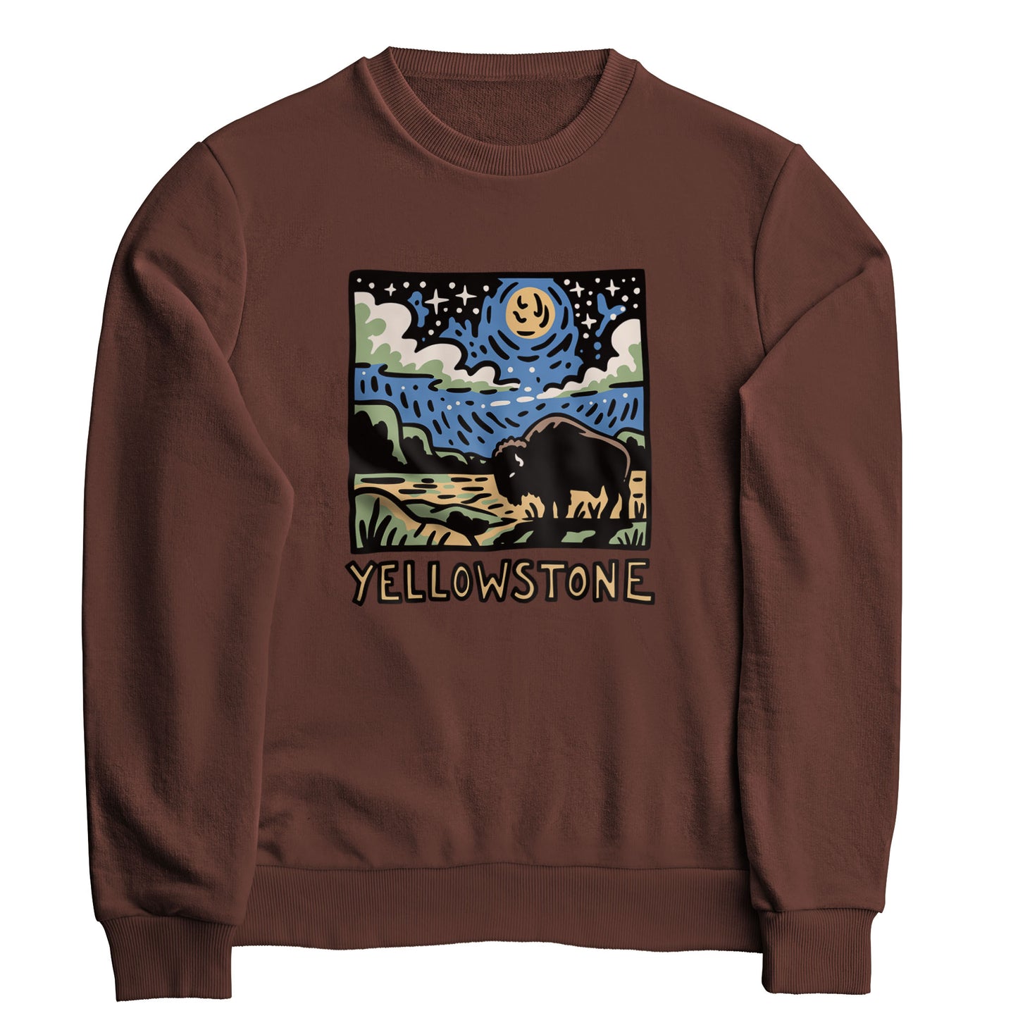 Yellowstone National Park at Night Crewneck Sweatshirt