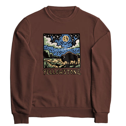 Yellowstone National Park at Night Crewneck Sweatshirt