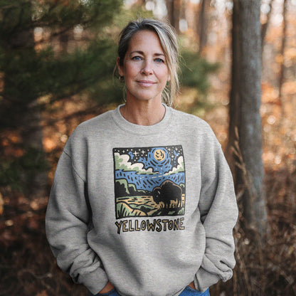 Yellowstone National Park at Night Crewneck Sweatshirt